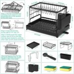 Dish Drying Rack, 2 Tier Large Dish Drying Rack for Kitchen Counter with Drainboard Stainless Steel Dish Drainer for Dish/Knifes/Cup/Cutting Board, Black - Image 7