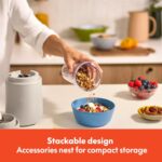 bella 6 Pcs Portable Rocket Blender, Juicer & Smoothie Maker, Press & Twist Design, EverGood™ & BPA Free Dishwasher Safe Parts, 4 Tip Stainless Steel Blade, Cord Wrap, 240 Watt Motor, Oatmilk - Image 7