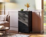 AODK Dresser for Bedroom with 4 Storage Drawers, Small Dressers Chest of Drawers Fabric Dresser with Sturdy Steel Frame, Black - Image 3