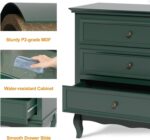 RoyalCraft Green Nightstand for Bedroom, Wide Nightstand with 3 Drawer, Modern End Table, Wood Beside Table for Home and Office, Green - Image 6