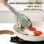 Kitchen Tongs for Cooking, 9 Inch Small Silicone Tongs, Food Grade Mini Serving Tongs with Silicone Tips, Set of 3, Green - Image 5