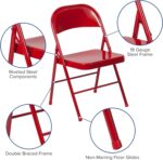 Flash Furniture 4 Pack HERCULES Series Double Braced Red Metal Folding Chair - Image 8