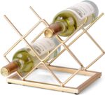 Countertop Wine Rack - 5 Bottle Freestanding Modern Gold Metal Small Wine Rack - Tabletop Wine Holder Stand for Cabinet, Pantry, Wine Bottle Storage… - Image 2