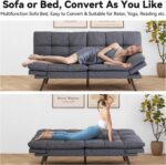 Vipbear Convertible Futon Sofa Bed, Memory Foam Futon Couch Sleeper Sofa, Small Splitback Loveseat Modern Sofa Bed for Living Room, Apartment, Dormitory, Office, Grey, Updated Quality - Image 7