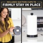 Heavy-Duty Stainless Steel Paper Towel Holder - Easy One-Handed Tear with Suction Cups - Modern Weighted Standing Countertop Dispenser for Kitchen - Holds All Paper Towel Rolls, Black - Image 5