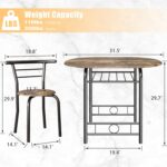 JUMMICO 3-Piece Wooden Round Table & Chair Set, Space Saving Kitchen Breakfast Nook Wood Grain Tabletop with Metal Frame and Built-in Wine Rack for Kitchen, Dining Room (Walnut/Black) - Image 8