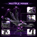 Gaming Chair High Back Ergonomic Computer Racing Chair Adjustable Office Chair with Footrest, Lumbar Support Swivel Chair - Upgraded Version BlackPurple - Image 5