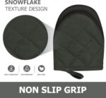 1 Pair Short Oven Mitts, Heat Resistant Silicone Kitchen Mini Oven Mitts for 500 Degrees, Non-Slip Grip Surfaces and Hanging Loop Gloves, Baking Grilling Barbecue Microwave Machine Washable (Gray) - Image 5
