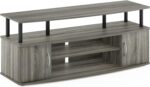 Furinno JAYA Large Entertainment Stand for TV Up to 55 Inch, French Oak Grey/Black - Image 7
