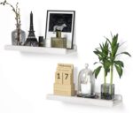 Love-KANKEI Floating Shelves Wall Mounted Set of 2, 17 Inch Rustic Wood Wall Shelves for Storage, Bedroom Living Room Bathroom Kitchen Office and More White - Image 10