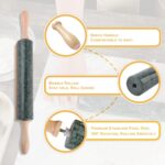 Koville Marble Rolling Pin, Non-Stick Stone Dough Roller, Rolling Pin for Baking,Pasta, Dumpling, Ravioli, Fondant,Pie Crust, Kitchen Baking Pastry Tools - Image 4