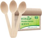ECOLipak 300 Count Wooden Disposable Spoons, Compostable Wooden Spoons for Party, Camping, Traveling, Family Dinners - Image 2