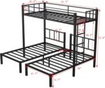 Twin Over Twin Over Twin Triple Bunk Bed for Kids,3 Bed Bunk Beds for 3,Metal Triple Bunk Beds with Built-in Desk,Separates Into 3 Twin Beds,Noise Reduced Structure,Black - Image 3
