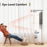 FITUEYES Rolling TV Stand for 32 to 65 70 Inch TVs, Portable Mobile TV Cart on Wheels, Tall Universal TV Floor Stands with Swivel Mount, Fit Corner, Bedroom, Living Room, Small Dorm (White) - Image 5