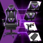 Gaming Chair High Back Ergonomic Computer Racing Chair Adjustable Office Chair with Footrest, Lumbar Support Swivel Chair - Upgraded Version BlackPurple - Image 7
