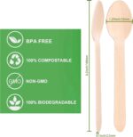 Disposable Wooden Cutlery Spoons - 100 Pack Wooden Spoons Disposable,Biodegradable and Earth Friendly, 6.3 Inch Length - Image 3