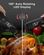 Meat Thermometer Digital 0.5 Sec Instant Read Thermometer, Accurate to ±0.5°F Ultra Fast Digital Food Thermometer for Cooking Outside Grill BBQ, 180° Auto Rotating Display, Waterproof, Auto Wake/Sleep - Image 8