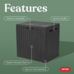 Keter City 30 Gallon Resin Outdoor Storage Box and Patio Furniture Side Table for Pool and Garden Accessories, Dark Grey - Image 4