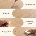 LIKIMIO 78.7" Farmhouse Dining Table for 6-8 People, Extra Thick Wood Top with 2 Hidden Adjustable Storage Drawers, Modern Woven Rattan Table for Dining Room, Kitchen, Living Room, Rustic White - Image 5