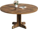 IDEALHOUSE Round Dining Table for 4, 47 Inches Circle Dining Room Table with Wooden Base for Kitchen, Living Room (Table Only), Brown - Image 8