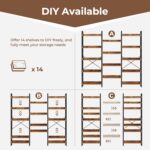 Rolanstar Bookshelf 5 Tiers, Triple Bookcase with Open Display Shelves, Industrial Wide Bookshelf with Metal Frame for Living Room, Office, Rustic Brown - Image 9