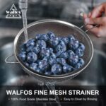Walfos Fine Mesh Strainers Set, Premium Stainless Steel Colanders and Sifters, with Reinforced Frame Sturdy Handle, Perfect for Sift, Strain, Drain Rinse Vegetables, Pastas Tea - 3 Sizes - Image 6