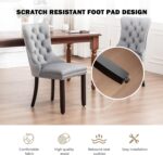 Velvet Dining Chairs Set of 6,Upholstered Dining Chairs with Ring Pull Trim and Button Back,Modern Seating for Kitchen, Bedroom & Living Room(Grey) - Image 7