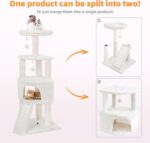 45in Cat Tree Tower with Big Condo for Indoor Kitten,Cat Tower with Scratching Post,Scratching Board and Cat Toys,Multi-Level,Small Space,Transformer Cat Tree, Beige(New) - Image 3