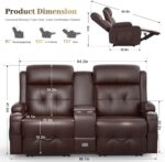 Reclining Loveseat, Massage Loveseat Recliner Sofa Heavy Weight Capacity, RV Love Seat Chair Clearance with Console, USB, Type C Port, Storage, Cup Holders, Wall Hugger Couch for Living Room - Image 8