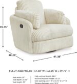 Signature Design by Ashley Tie-Breaker Cozy Contemporary Manual Press-Back Swivel Glider Rocker Recliner with 2 Bolster Pillows and Hidden Storage, White - Image 4
