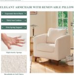 COLAMY Sherpa Accent Chair with Storage Ottoman Set, Upholstered Barrel Arm Chair with Footrest, Modern Living Room Chair with Back Pillow, Cream - Image 6