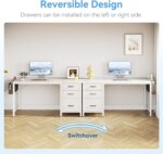 Casaottima 40" Small Computer Home Office Desk for Bedroom with Fabric Drawers & File Cabinet, Cloth Storage Bag and Hook, Writing Study Work Table for Small Space, White - Image 7