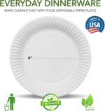 Stock Your Home 9-Inch Paper Plates Uncoated, Everyday Disposable Plates 9" Paper Plate Bulk, White, 500 Count - Image 3