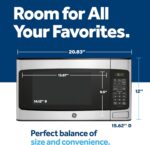GE Countertop Microwave Oven, Compact 1.1 Cubic Ft., 950-watt Capacity, 6 Auto Cooking Settings, Child-Lock Technology, Kitchen Essentials for The Countertop, Dorm Room or Apartment, Stainless Steel - Image 5