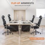 Sweetcrispy Office Computer Desk Chair, Ergonomic High-Back Mesh Rolling Work Chairs with Wheels and Adjustable Headrests, Comfortable Lumbar Support, Comfy Flip-up Arms for Home, Bedroom, Study,Black - Image 7