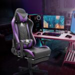 Gaming Chair High Back Ergonomic Computer Racing Chair Adjustable Office Chair with Footrest, Lumbar Support Swivel Chair - Upgraded Version BlackPurple - Image 3