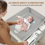 Lilian&Gema Portable Baby Changing Table with Wheels, 3-Level Adjustable Heights Folding Diaper Changing Station with Nursery Organizer&Large Storage Racks for Newborns&Infants - Image 6