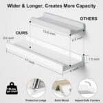 Love-KANKEI Floating Shelves Wall Mounted Set of 2, 17 Inch Rustic Wood Wall Shelves for Storage, Bedroom Living Room Bathroom Kitchen Office and More White - Image 4