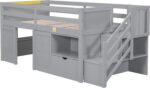 Bellemave Twin Size Low loft Bed for Kids,Wood Loft Beds,Modern Farmhouse Twin loft Bed,Loft Bed with Storage, No Box Spring Needed,for Kids,Gray - Image 7