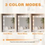 YESHOMY Vanity Desk with Mirror, Power Outlet and 10 Lights, Makeup Table with 4 Drawers, 3 Color Modes Available for Bedroom, White - Image 5