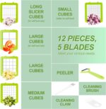 Food Dicer Chopper 5 Blades, Onion Dicer Chopper, Fruit and Veggie and Vegetables Chopper, Food Prep, Light Green - Image 4