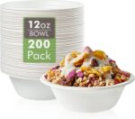 Vplus 200 Pack 12 OZ Paper Bowls, Disposable Compostable Bowls Bulk, Eco-friendly Bagasse Bowls, Heavy-duty Bowls Perfect for Milk Cereals, Snacks, Salads - Image 2
