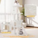 45in Cat Tree Tower with Big Condo for Indoor Kitten,Cat Tower with Scratching Post,Scratching Board and Cat Toys,Multi-Level,Small Space,Transformer Cat Tree, Beige(New) - Image 8