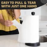 Heavy-Duty Stainless Steel Paper Towel Holder - Easy One-Handed Tear with Suction Cups - Modern Weighted Standing Countertop Dispenser for Kitchen - Holds All Paper Towel Rolls, Black - Image 6