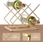 Countertop Wine Rack - 5 Bottle Freestanding Modern Gold Metal Small Wine Rack - Tabletop Wine Holder Stand for Cabinet, Pantry, Wine Bottle Storage… - Image 7
