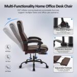 Office Chair, Big and Tall Office Chair with Foot Rest Ergonomic Desk Chairs Reclining High Back Leather Chairs with Lumbar Support(Brown) - Image 8