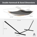 SUNCREAT Double Portable Hammock with Stand, 2 Person Hammock with Curved Spreader Bar, Balance Ropes Included, Dark Gray - Image 7