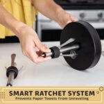 Heavy-Duty Stainless Steel Paper Towel Holder - Easy One-Handed Tear with Suction Cups - Modern Weighted Standing Countertop Dispenser for Kitchen - Holds All Paper Towel Rolls, Black - Image 9