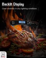 Instant Read Meat Thermometer, 1.2s Fast Read, ±1°F Accuracy, -58°F to 572°F, 4.4" Foldable Probe, 0 °C Calibration, Min/Max (Session), Auto-Rotating Backlit Display, °F/°C, Magnetic Back, Auto-Off - Image 5