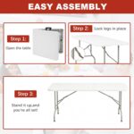Elevon Folding Table, 6 Feet Heavy Duty Fold-in-Half Utility Table Indoor Outdoor for Camping, Picnic, Party - Image 5